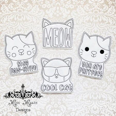 Coloring flat doll Kitty cat meow set ITH Embroidery design file