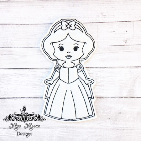 Coloring Flat doll Snowy white girl ITH Embroidery design file