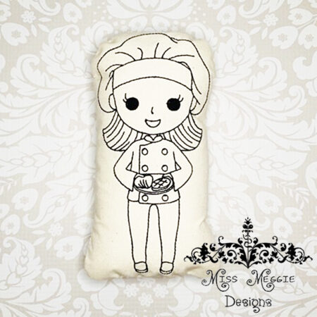Doodle doll coloring stuffie friends Monica ITH Embroidery file