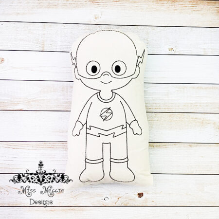 Doodle doll coloring stuffie Flash Hero ITH Embroidery file