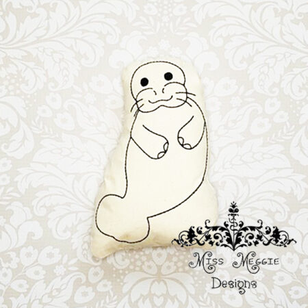 Doodle doll coloring stuffie Manatee ITH Embroidery file