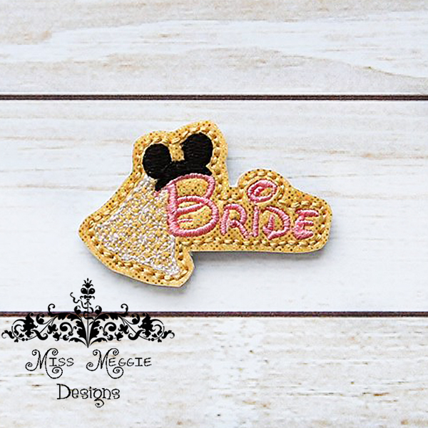 Mouse Ear Bride Feltie ITH design digital file | Miss Meggie Designs