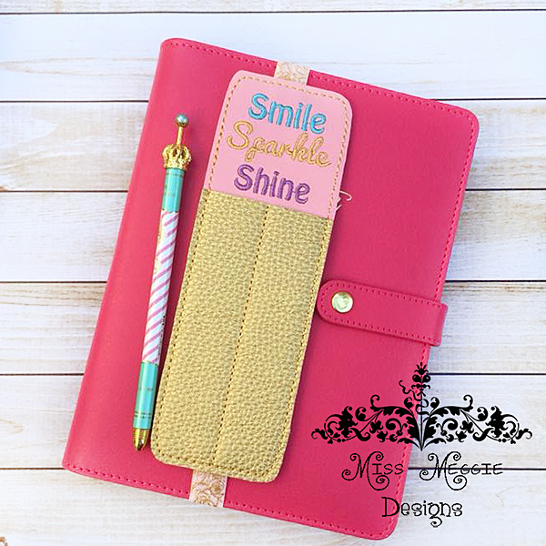 Book Planner Pen Holder ITH Embroidery design file | Miss Meggie Designs