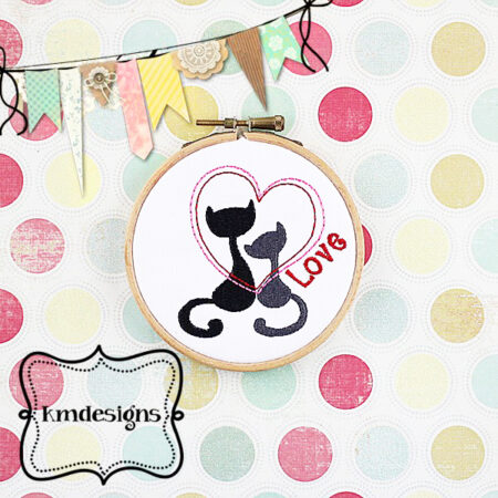 Cat Love fill  ITH Embroidery design