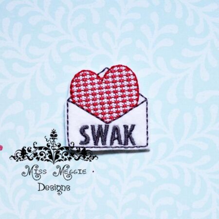 SWAK Envelope Valentine's Day feltie ITH Embroidery design file
