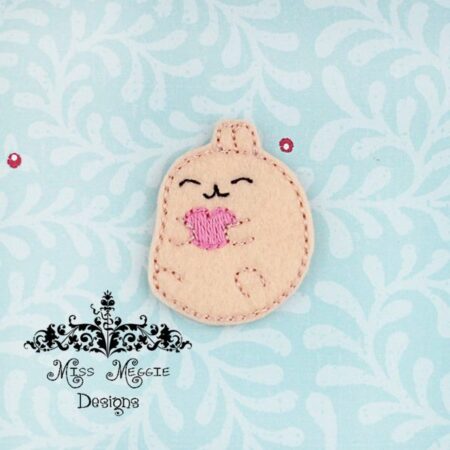Kawaii Fat  Love Bunny  feltie ITH Embroidery design file