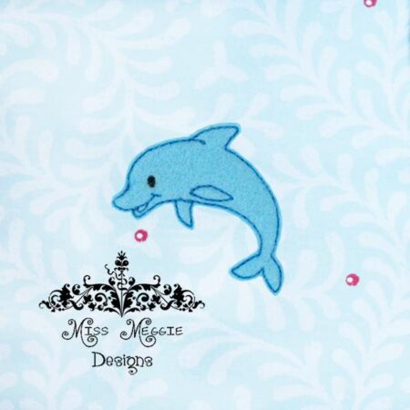 Cute Dolphin Summer feltie ITH Embroidery design file