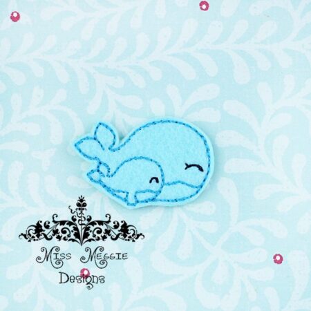 Mom and baby whale  feltie ITH Embroidery design file