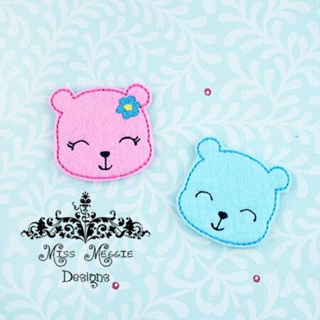 Baby girl Bear feltie ITH Embroidery design file