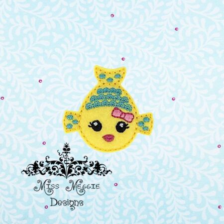 Girl Fish Summer Feltie ITH Embroidery Design file