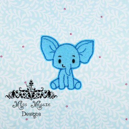 Happy Baby Elephant feltie ITH Embroidery design file
