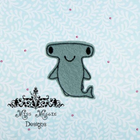 Happy Hammerhead shark feltie ITH Embroidery design file