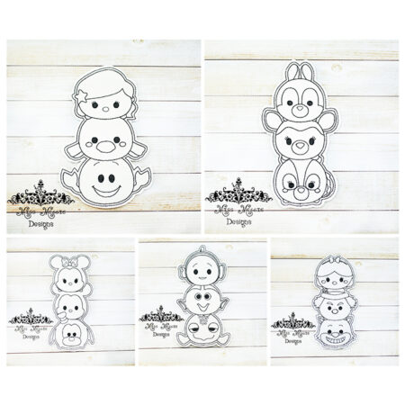 Coloring doll Flat set Stackables #2  ITH Embroidery design file