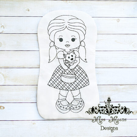 Doodle doll coloring stuffie Wiz Dorothy ITH Embroidery file
