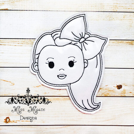 Coloring flat doll Bow girl Jo ITH Embroidery design file