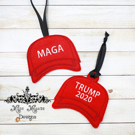 Trump Maga 2020 hat ornament ITH Embroidery file 2 styles