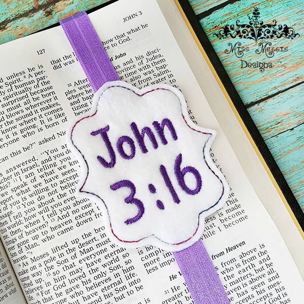 John 3:16 Bible book band ITH Embroidery design file | Miss Meggie Designs