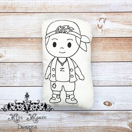 Doodle doll coloring stuffie Pirate Cubby ITH Embroidery file