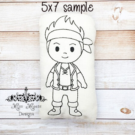Doodle doll coloring stuffie Pirate Jake ITH Embroidery file