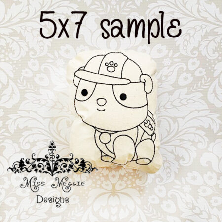 Doodle doll coloring stuffy Paw Construction ITH Embroidery file