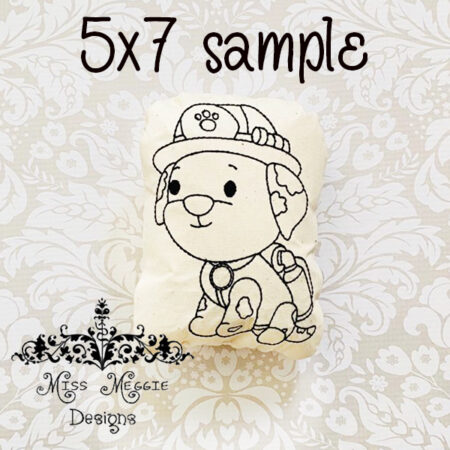 Doodle doll coloring stuffie Paw fireman dog ITH Embroidery file