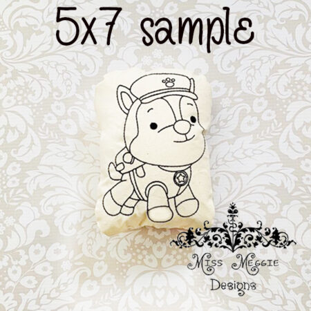 Doodle doll coloring stuffie Paw Police dog  ITH Embroidery file