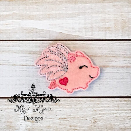Flying pig feltie ITH Embroidery design file