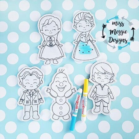 Winter Princess set of coloring dolls ITH Embroidery design