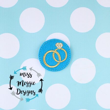 Wedding rings planner feltie paperclip ITH Embroidery design