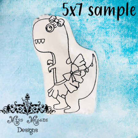 Doodle coloring doll Girl Dino T Rex ITH Embroidery file