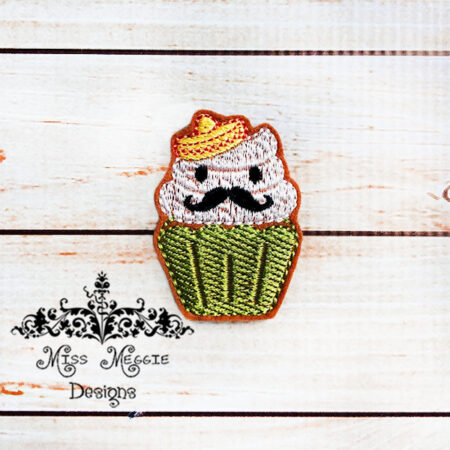 Cupcake Sombrero Maustache feltie ITH Embroidery design file