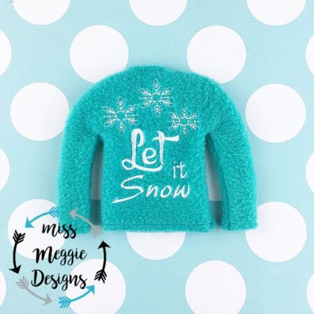 Let It Snow Doll Shirt ITH embroidery design file