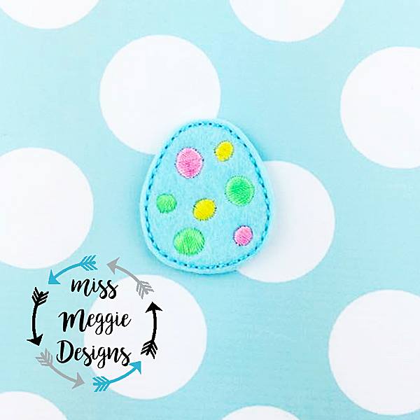 Spring polka dot Egg feltie ITH Embroidery design file