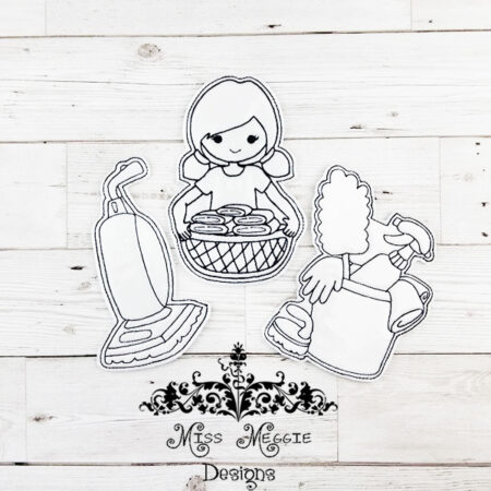 Chores coloring doll set ITH embroidery design file