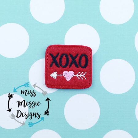 XOXO love arrow valentine feltie ITH Embroidery design file