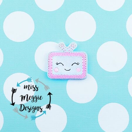 Kawaii TV television feltie ITH Embroidery design file