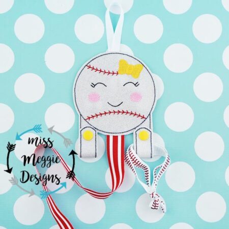 Baseball Foe Bow Holder ITH Embroidery design file