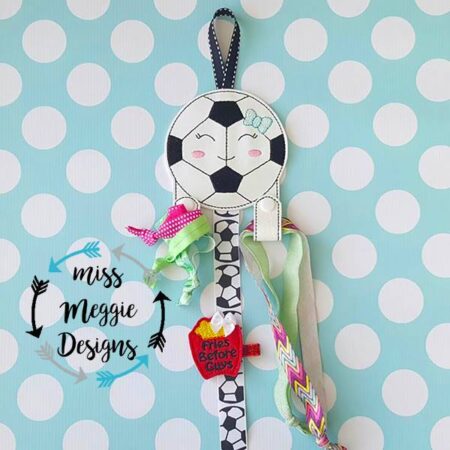 Soccer ball Foe Bow Holder ITH Embroidery design file