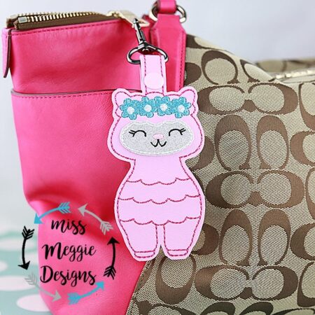 llama flower crown purse charm ITH Embroidery design file