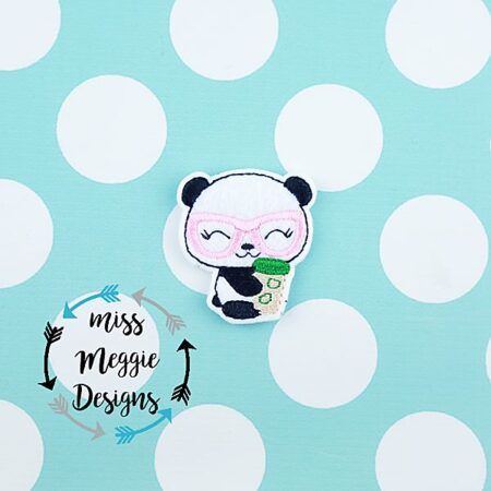 Geeky Panda Coffee feltie ITH Embroidery design file