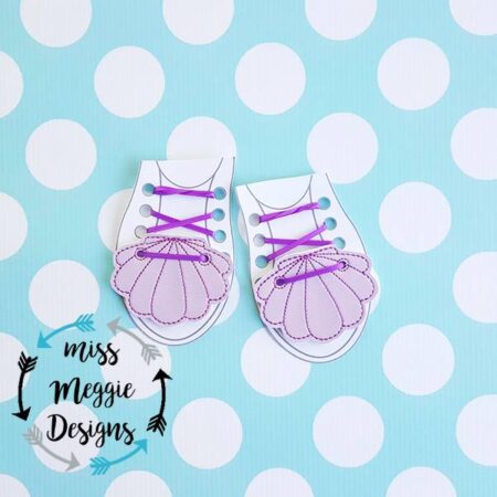 Kids Size Seashell Shoelace Charm ITH Embroidery design