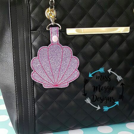 Seashell summer purse charm ITH Embroidery design file