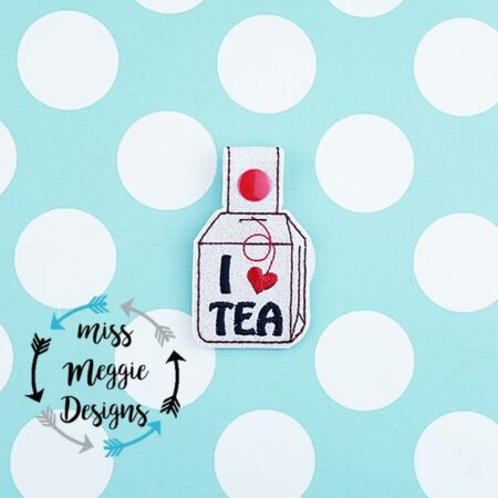 I love tea Tea bag snaptab Ith Embroidery design file