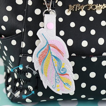 Fancy Feather purse charm ITH Embroidery design file
