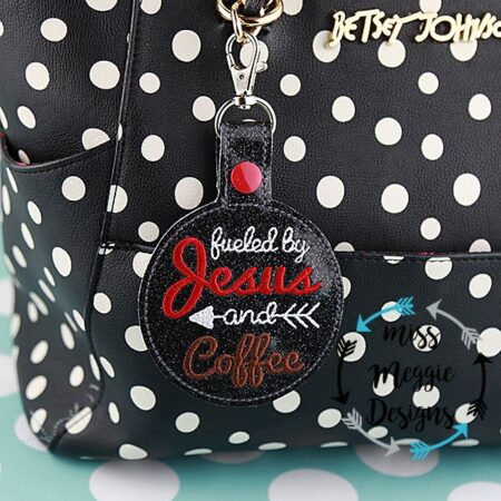 fueled by Jesus & coffee purse charm ITH Embroidery design