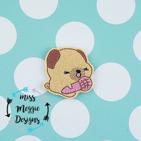 Pug Dog Singer feltie ITH Embroidery design file