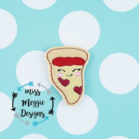 Pizza Heart pepperoni feltie ITH Embroidery design file