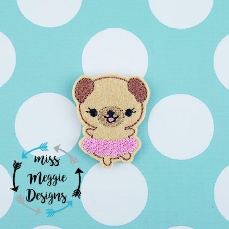 Pug Dog Ballerina feltie ITH Embroidery design file