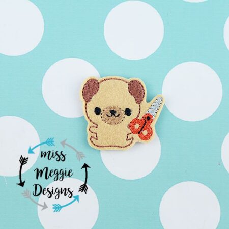 Pug Dog Crafter scissors  feltie ITH Embroidery design file