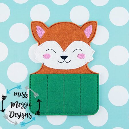Fox Woodland animal crayon holder ITH Embroidery design
